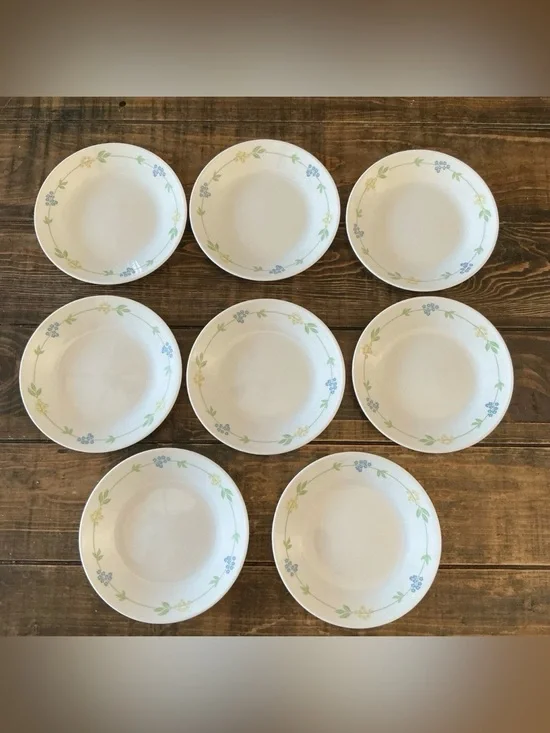 Set of 8 Corelle Secret Garden bread and butter dessert plates.
