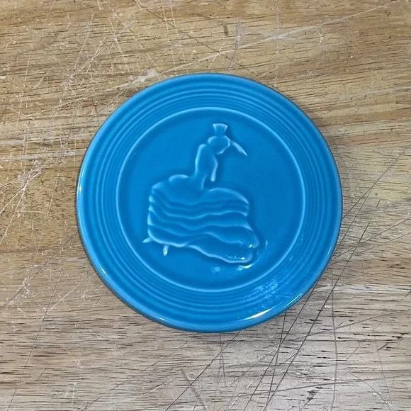 Fiesta Turquoise Dancing Lady Coaster Plate Vtg Art Deco 5.5