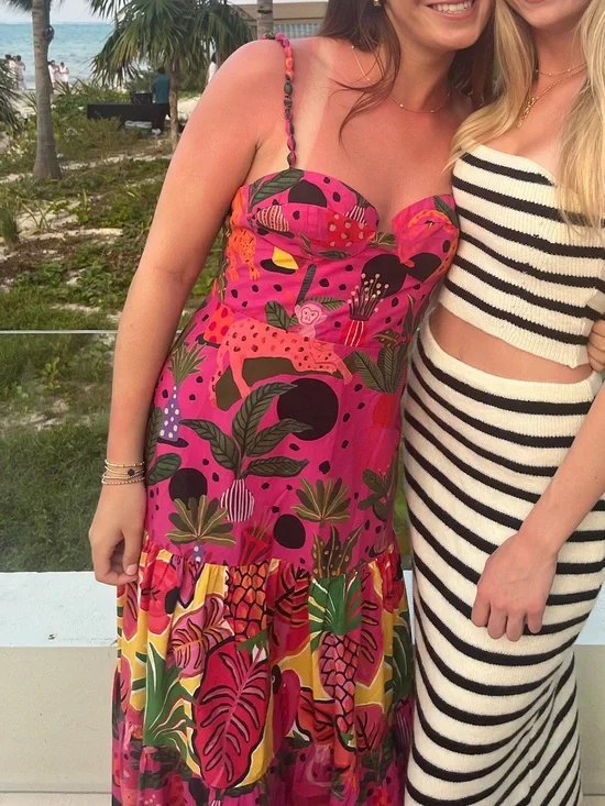 Farm Rio Pink Leopard Maxi Dress