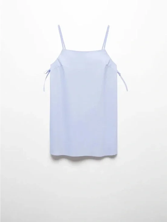 Mango Sky Blue 100% Cotton Spaghetti Strap Cami Dress