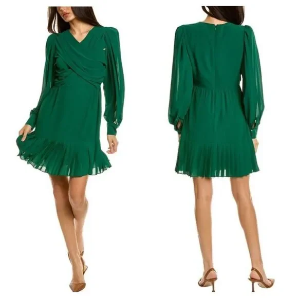 NEW‎ ONE33 SOCIAL The Fiona criss cross front Mini Dress Size 0  forest green