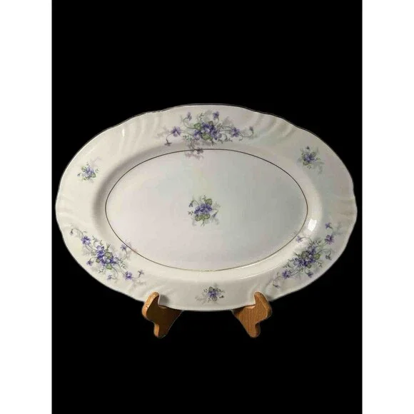 Johann Haviland China Barvarian Germany Oval Platter Violets‎ Great Condition