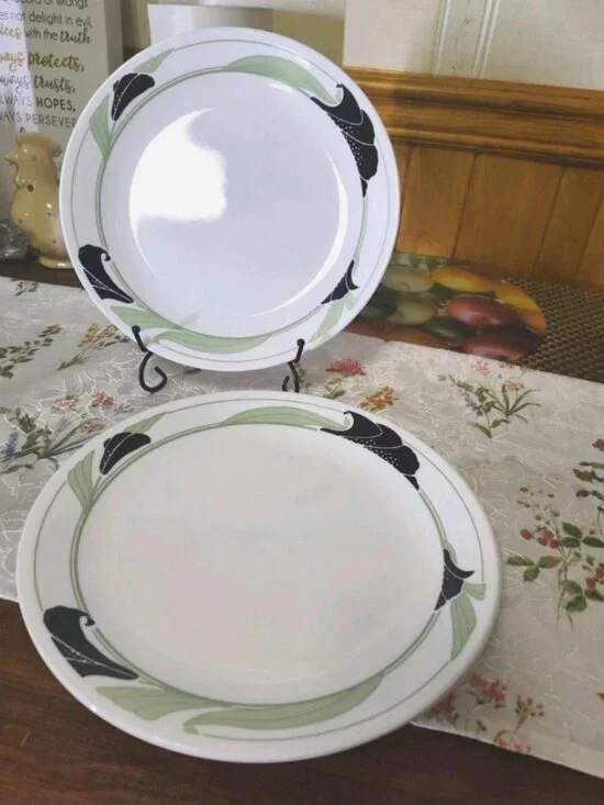 Lot of 4 Vintage Corelle Black Orchid Dinner Plate 10-1/4