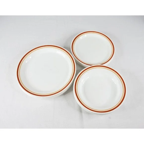 Vintage Corelle Dinnerware Set Cinnamon‎ Chestnut White Orange 16pc plates bowls