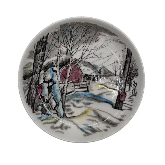 Vintage‎ Miniature Plate Johnson Brothers 4 1/4 inch Winter Countryside Scene