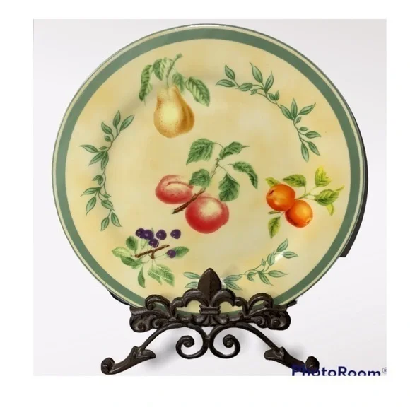 I. Godinger Vintage Green & Yellow Fruit Plate 10.5” Mint Condition