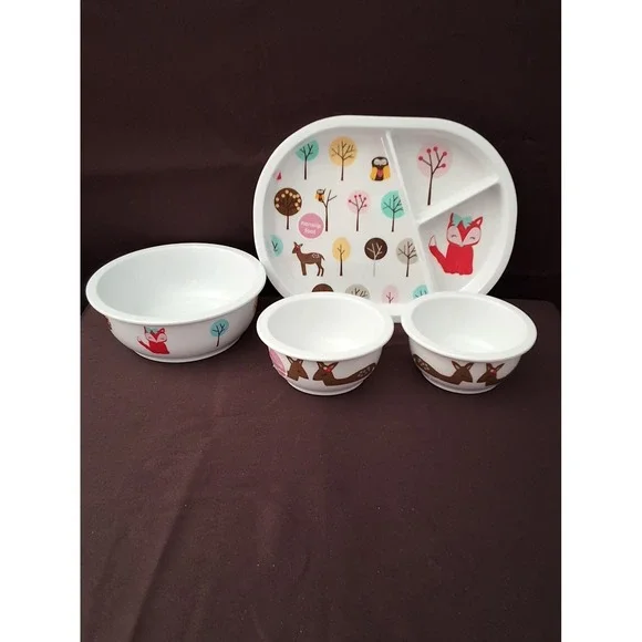 4‎ Piece Circo Melamine Dinner Set. Fox, Owl, Deer Theme. Never Used!!