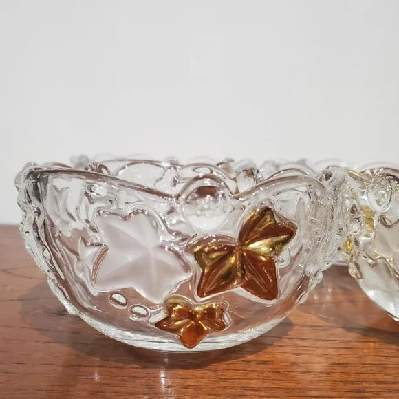 Mikasa Crystal Parisian GOLDEN IVY Fruit Dessert Bowls - set‎ of 4