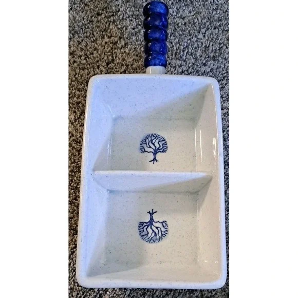 Vintage Metlox Poppytrail Blue Provincial Divided Serving Dish‎ with Handle