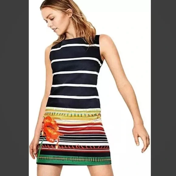 DESIGUAL Ari Floral‎ striped sleeveless sheath mini dress size 12 Spain 46