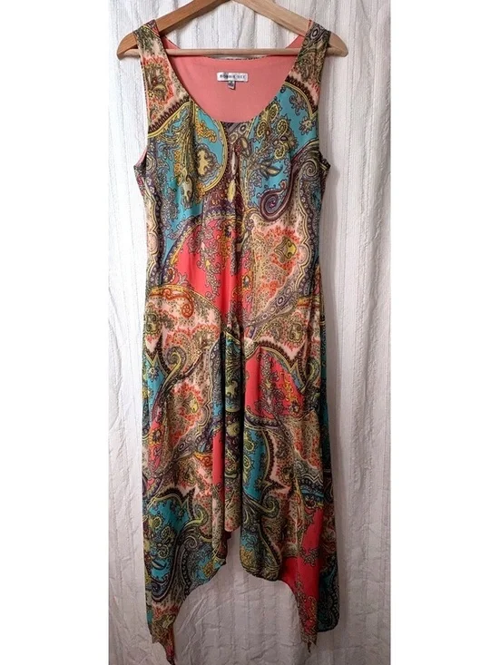Robbie Bee Dress Size 12 Multi-Color Paisley Print #boho #chic #mermaidcore