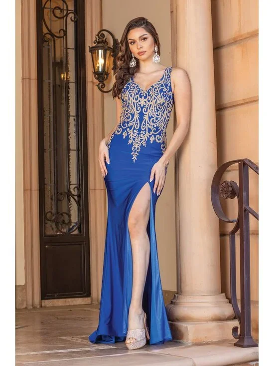 NEW ROYAL-BLUE Evening Gown Floor Length Formal Elegant Stunning 4325