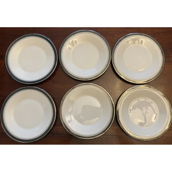Vintage Franciscan Masterpiece China INDIGO Plates Set of 6 Platinum Trim