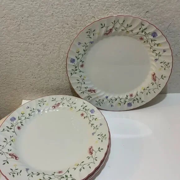 2 Johnson Brothers Summer Chintz Dinner Plates Pink Flower Ridged Border England
