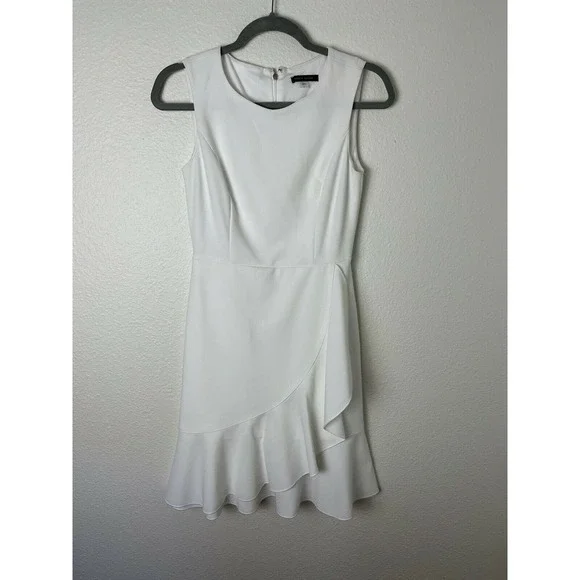 Tommy Hilfiger Women's Ruffle Ivory‎ Party Cocktail Dress Sz 2 Sleeveless