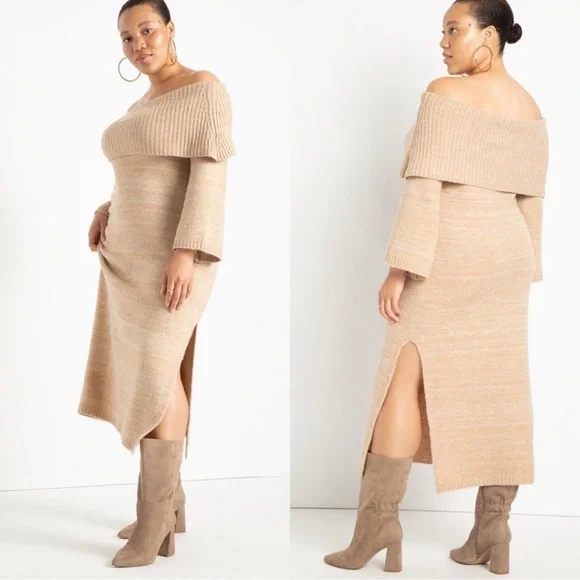 ELOQUII Off The Shoulder Flare Sleeve Sweater Dress 18 20 NWT