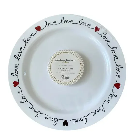 Cupcakes & Cashmere Red Hearts Love Border Disposable 10.25