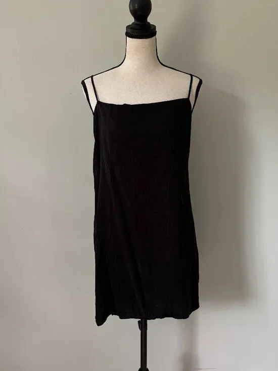 Zara Black Textured Slip Mini Dress Medium Like New