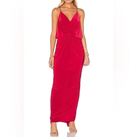 Misa Los Angeles Revolve Hot Pink Domino Maxi Dress Drape Women’s Size XS NWT