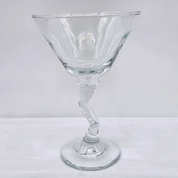 Libbey37799 Z-Stem Clear Martini Glass Modern Sculptural Barware 7 Inch