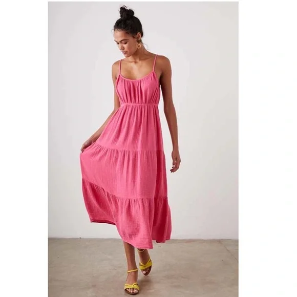 Women's Pink Tiered Maxi Dress - Unbranded