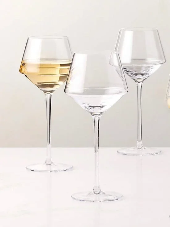 Bloomingville Yvette White Wine Glasses Set of 3 Handcrafted in Sweden NEW
