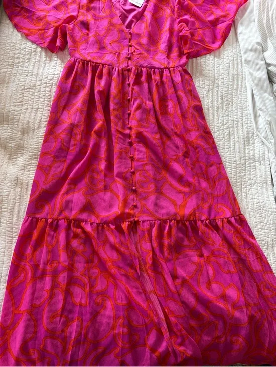 Sugarlips Hot Pink and Orange Swirl Maxi Dress