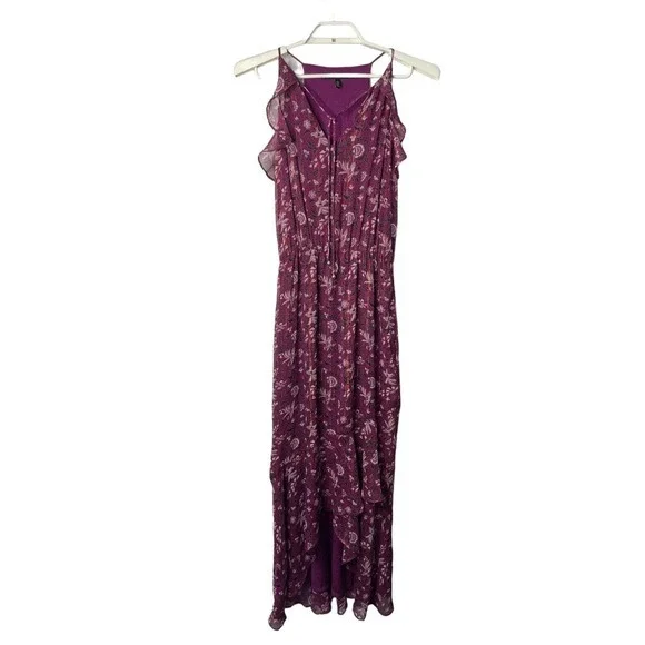 White House Black Market Purple Floral Pattern Printed Hi-lo Casual Maxi Dress 2