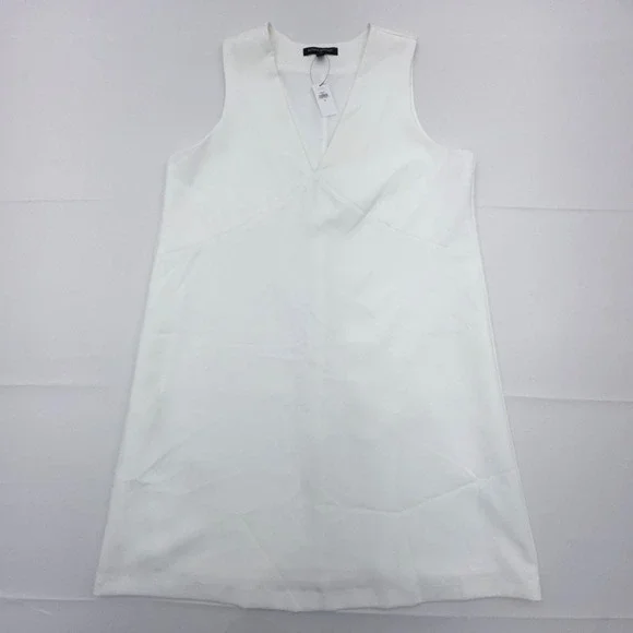 NWT Banana Republic Shift Dress Womens 10 White V-Neck Sleeveless Lined Stretch‎