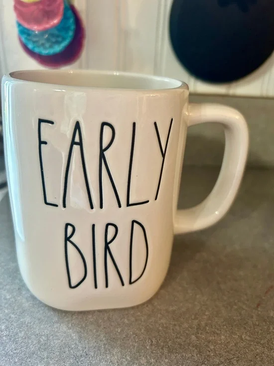 Rae Dunn EARLY BIRD White Ceramic Mug