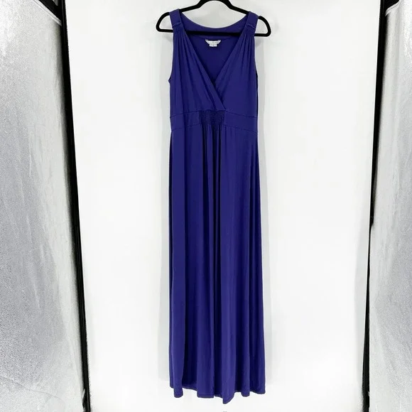Boden Maxi Dress Womens 12L Purple Excellent Sleeveless V-Neck‎ Jersey Empire