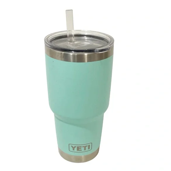 Yeti 30 oz Rambler Clear Magnaslide Lid Teal Blue Green‎ Travel Tumbler
