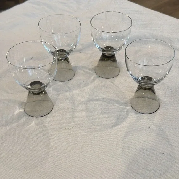 HTF Vtg Set Of 4 MCM Rosenthal Smoked Fortuna Juice Glasses 3 7/8