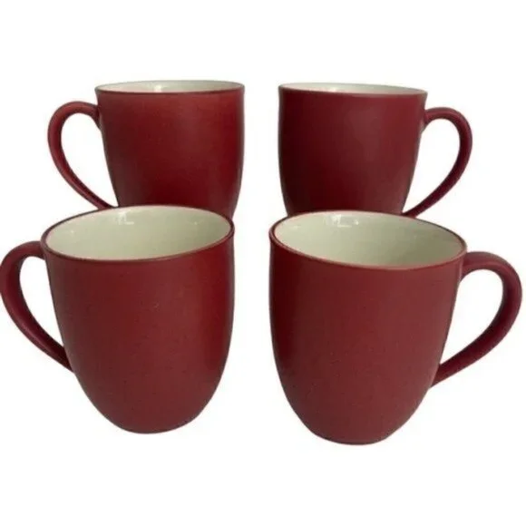 Noritake Colorwave Raspberry Stoneware 12 Oz Mugs - Set Of 4 # 8045Y