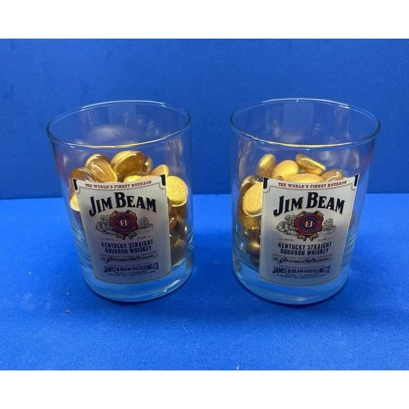 Jim Beam Kentucky‎ Straight Bourbon Whiskey Rocks Glasses; Set of 2
