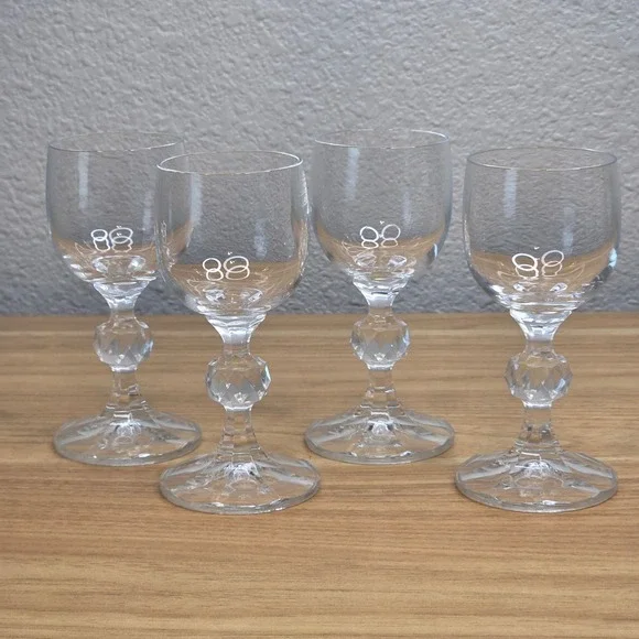 Vintage Import Assoc. Claudia Bohemia Crystal Cordial Aperitif Glasses Set of 4