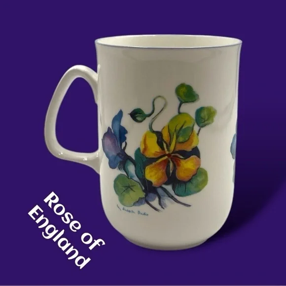 Ann Anderson Studio Rose of England Pansy Teacup Bone China