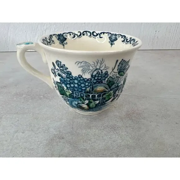 Antique Masons Ironstone of England Royal Blue Fruit Basket Tea Cups‎