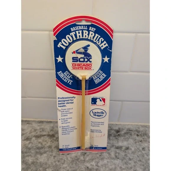 Vintage 1986 Chicago White Sox Baseball Bat Toothbrush & Holder Dave Winfield Ad