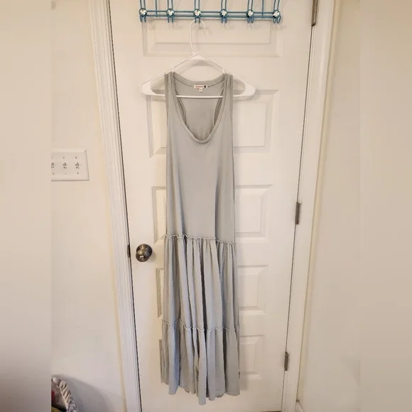Anthro Sundry Mint Blue Tiered Maxi Sleeveless Dress Size 2‎ #Z546