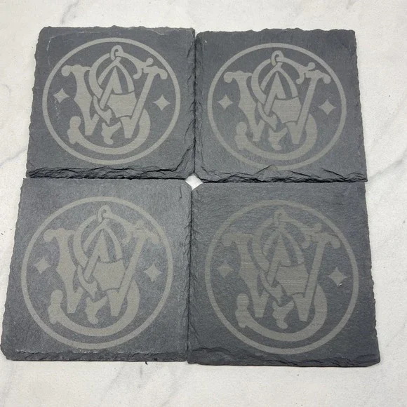 Set of‎ 4 Smith & Wesson Custom Laser Engraved Slate Coasters