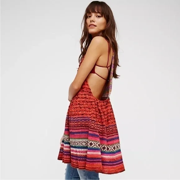 Free People Boho Rare Hearts Sweater Dress Crochet Swimsuit Coverup Top or Dress