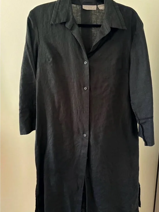Kenar Black Button-Front Mini Dress