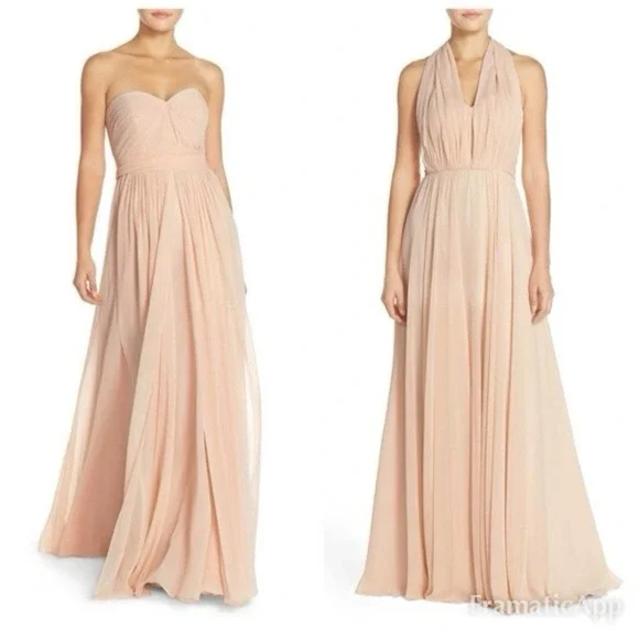 Jenny Yoo Jenny Yoo Mira Strapless Convertible Chiffon‎ Gown in Blush Size 4