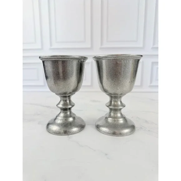 VTG PAIR (2) Wilton Armetale RWP Pewter Wine Water Goblets 5 1/8