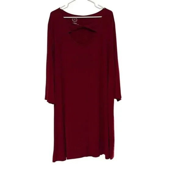 Maurices 24/7 4X Red Cutout‎ Long Sleeve Sheath Shift Dress Office Career Work