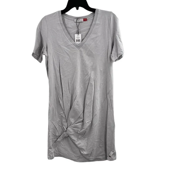 n:PHILANTHROPY Leonardo Knot Front Short Casual Shirtdress‎ Grey Small New