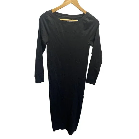 Ingrid & Isabel Black Bodycon Maternity Dress 3/4 Sleeve Comfortable Stretch Fab