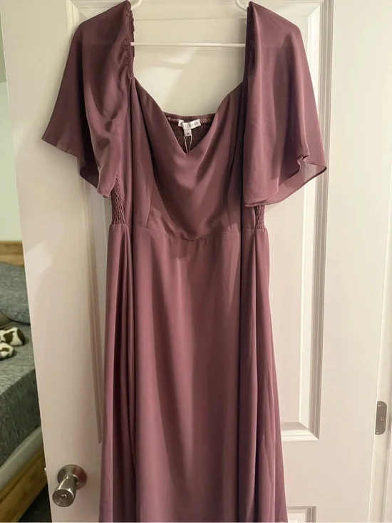 Baltic Born Mauve Flutter-Sleeve Midi Dress