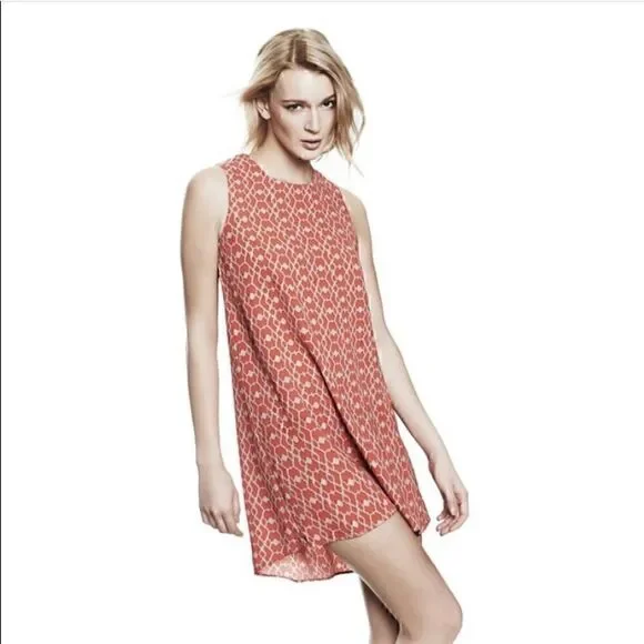 Three Eighty Two Dress Womens Size‎ XS Chiffon Geo print shift mini Hi low light